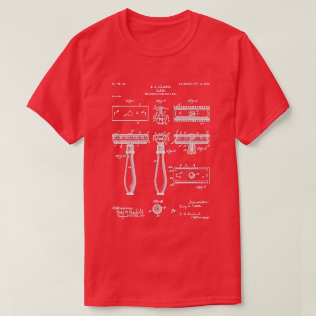 T-shirt Razor Patent Barber Art Plan (Design devant)
