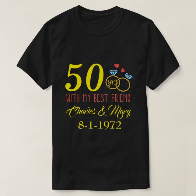 T-shirt RD Couples personnalisés, 50e anniversaire (Design devant)