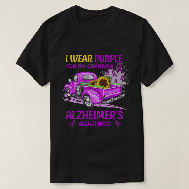 T-shirt RD Je Porte Du Violet Pour Ma Grand-Mère, Alzheime (Design devant)