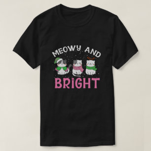 T-shirt RD Meowet brillant chat de Noël Joyeux Noël 