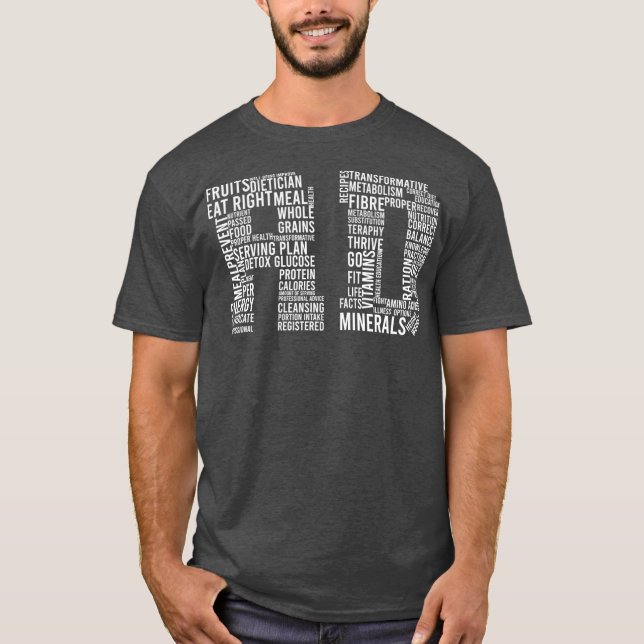 T-shirt RD Words Registered Dietitian Dieticier Food (Devant)