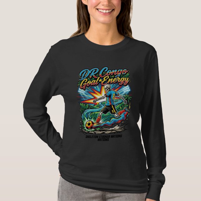 T-shirt RDC Congo Énergie de but Skeleton Buteur Nations C (Devant)