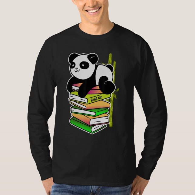 T-shirt read me panda teaching reading learning bamboo (Devant)