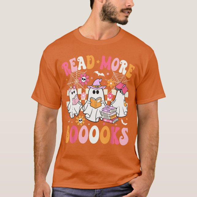 T-shirt Read More Books Ghosts Reading Book Funnyeacher Ha (Devant)
