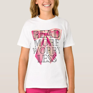 T-shirt Read More Worry Less Coquette Pink Bow