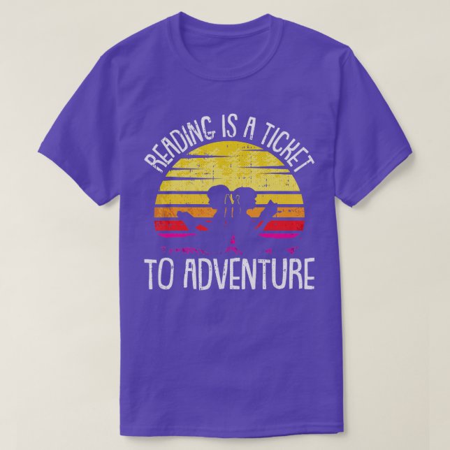 T-shirt Reading Est Un Billet Pour Aventure Retro Bookworm (Design devant)