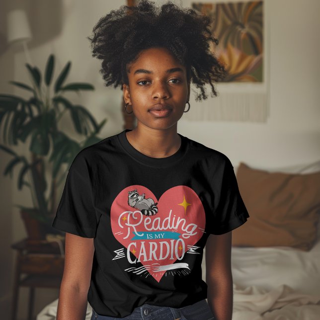 T-shirt Reading is My Cardio Red Heart Raccoon (Créateur téléchargé)