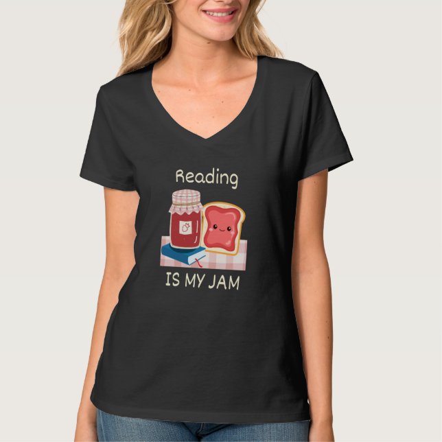 T-shirt Reading Is My Jam Pun Reading Jelly and Toast Chib (Devant)