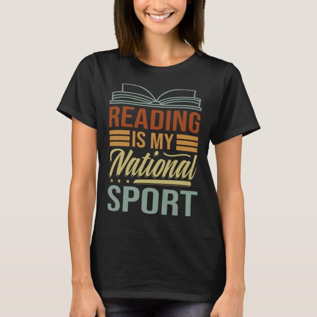 T-shirt Reading Is My National Sport   Librarian  Book (Devant)