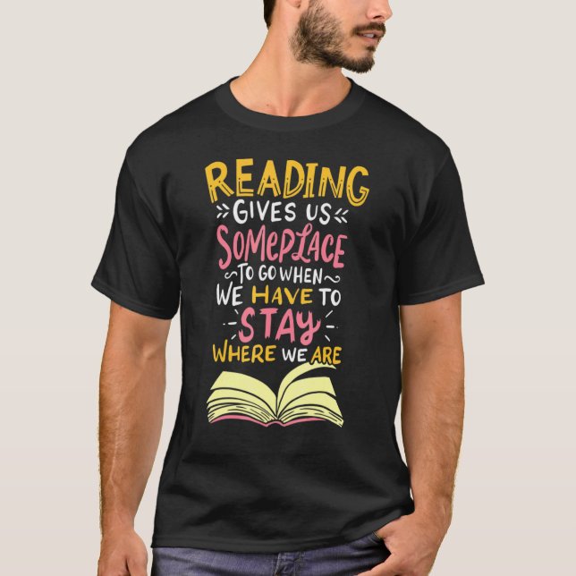 T-shirt Reading Reader Books Bookworm Bibliomane Librarian (Devant)