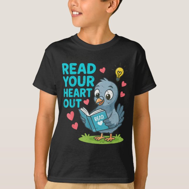 T-shirt Reading Teacher Valentine Day Read Your Heart Out  (Devant)