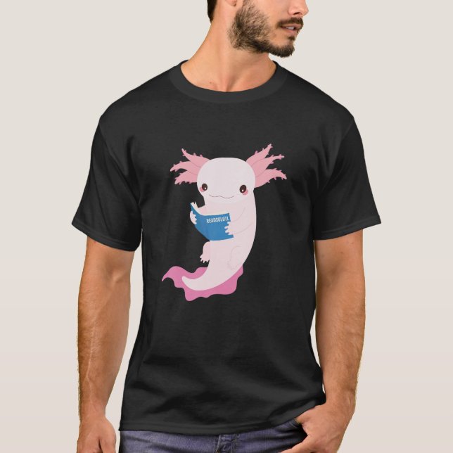T-shirt Readsolotl Read Book Axolotl Reading The Walking F (Devant)