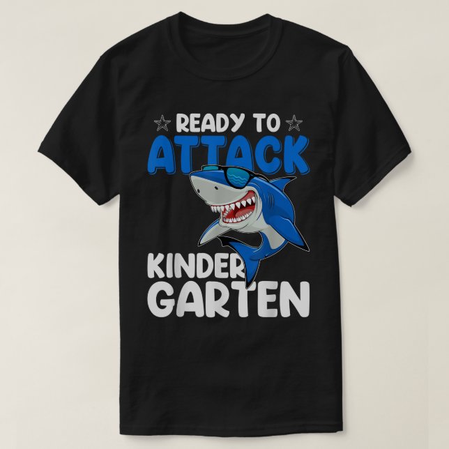 T-shirt Ready To Attack Kindergarten Shark Kinder Teacher  (Design devant)