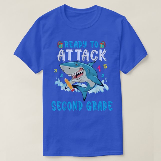 T-shirt Ready To Attack Second Grade Shark Fist Day Of 2nd (Design devant)