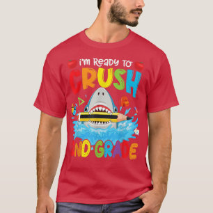 T-shirt Ready To Crush 2nd Grade Funny Shark Boys Kid Back