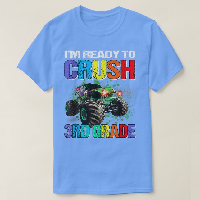 T-shirt Ready To Crush 3rd Grade Dino Monster Truck Back T (Design devant)
