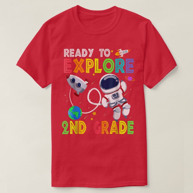 T-shirt Ready to Explore 2nd Grade Cute Astronaut Boys Gir (Design devant)
