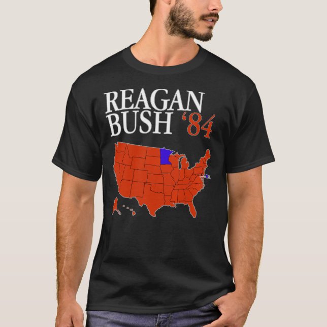 T-shirt Reagan Bush &x27 ; 84 Retro Logo Rouge Blanc Bleu  (Devant)