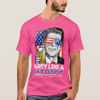 T-shirt Reagan Ronald Party Comme Un Patriote 4 juillet Ho