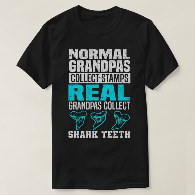 T-shirt Real Grandpas Collecter les dents de requin dents  (Design devant)