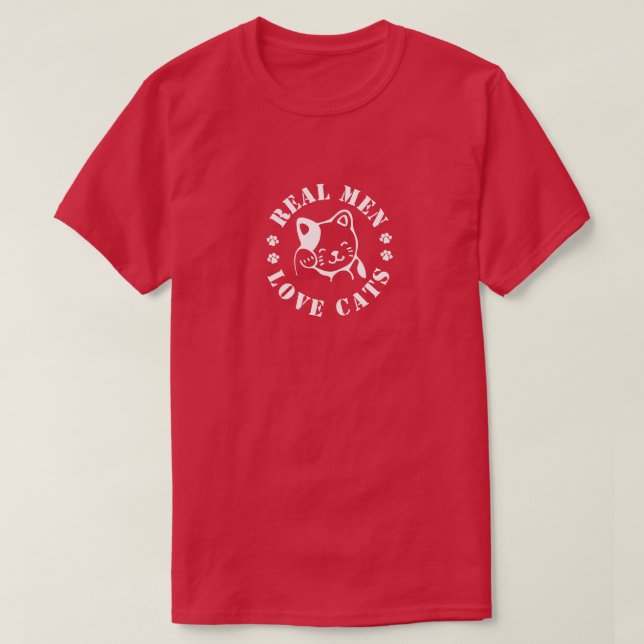 T-shirt Real men Love chats drôle design (Design devant)