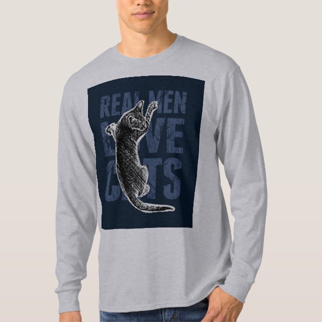 T-shirt Real Men Love Chats sur acier bleu (Devant)