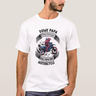 T-shirt Real Papa Rides Motorcycle Grunge Tee