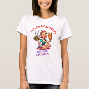 T-shirt Réalisé par les hamburgers et mauvaise décision