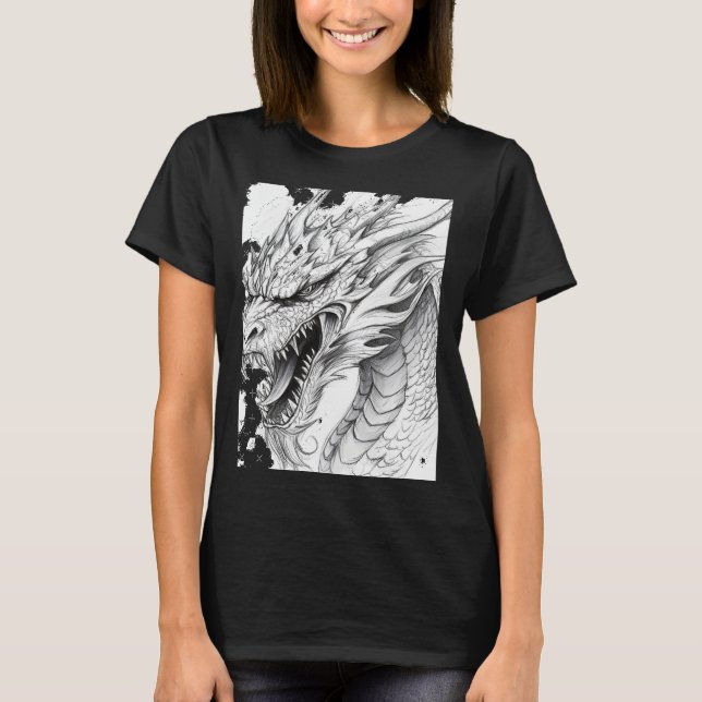 T-shirt Realistic Dragon Drawing Sticker  (Devant)