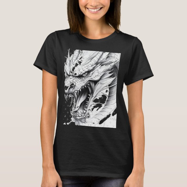 T-shirt Realistic Dragon Drawing Sticker1  (Devant)