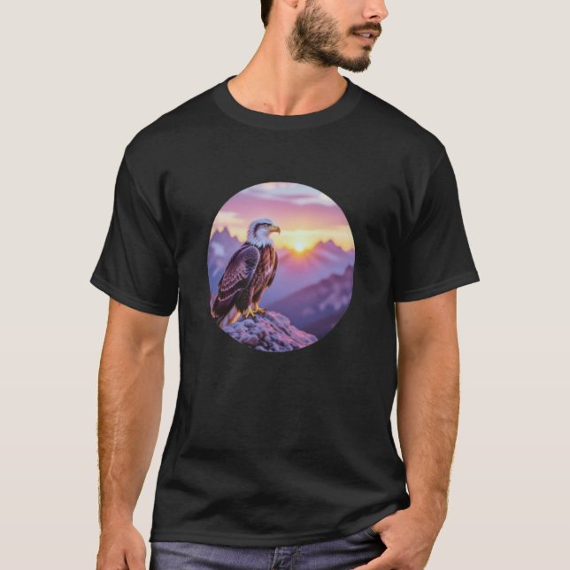 T-shirt Realistic Eagle on Rock – Majestic Wildlife Scene (Devant)