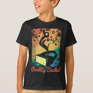 T-shirt Réalité Virtuelle Graphique Rétro Art Distressé Po