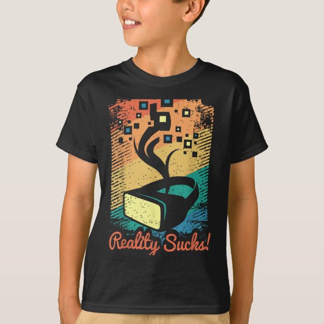 T-shirt Réalité Virtuelle Graphique Rétro Art Distressé Po (Devant)