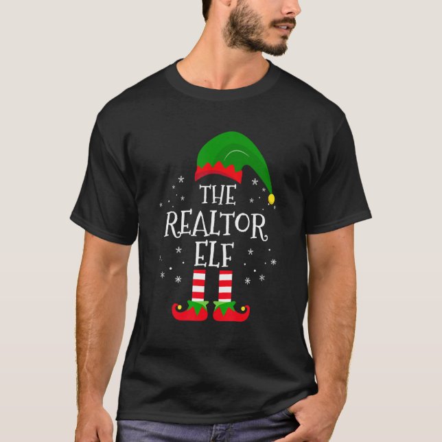 T-shirt Realtor Elf Correspondant Famille Fête de Noël Pa (Devant)