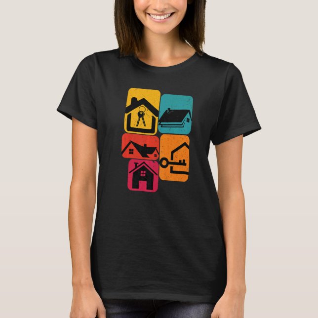 T-shirt Realtor Real Estate House Retro (Devant)