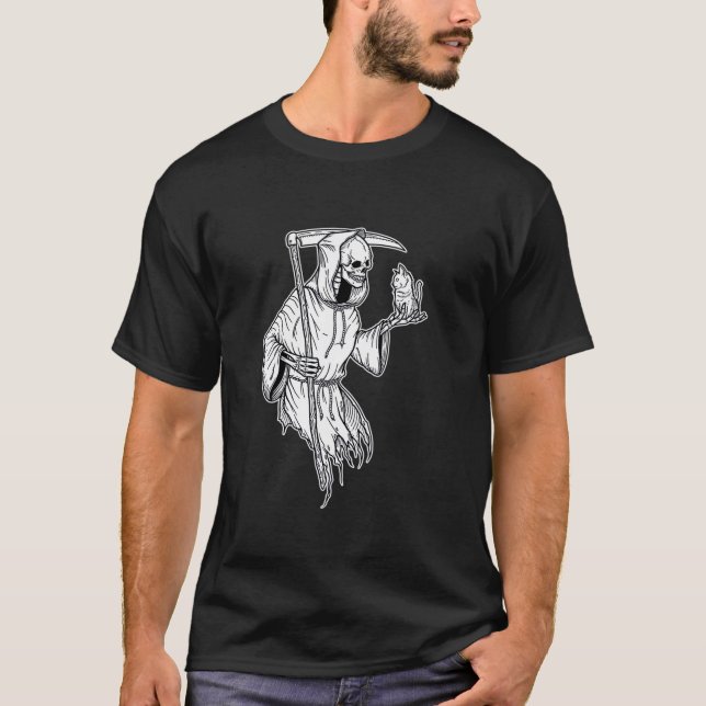 T-shirt Reaper Grim x Chat Kitten (Devant)