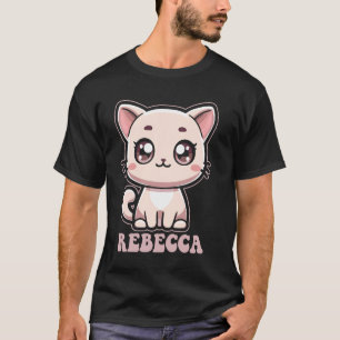 T-shirt Rebecca Cute Kitty Cat Design pour filles Nom Rebe