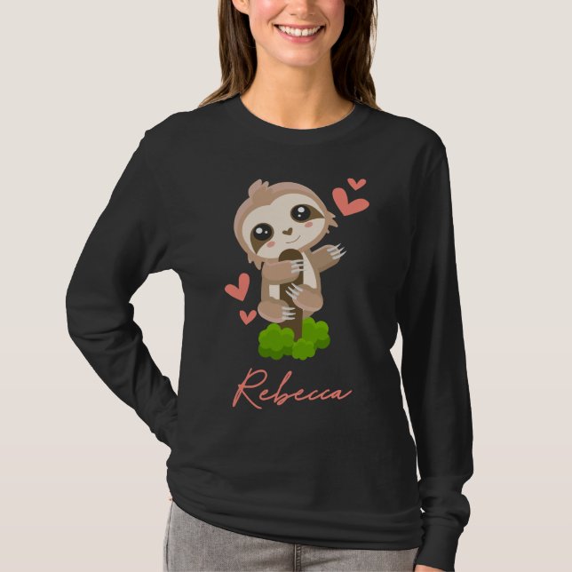 T-shirt Rebecca Sloth Baby Girl Coeurs mignons (Devant)