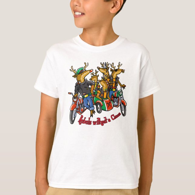 T-shirt Rebels sans un dessin de Noël Reindeer (Devant)