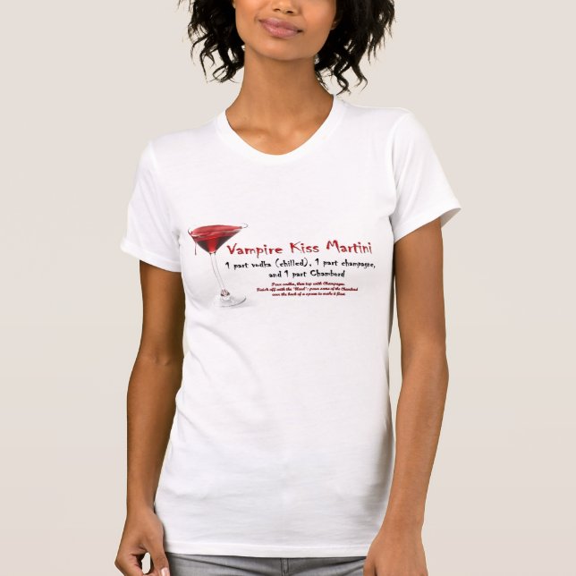 T-shirt Recette de boissons de Martini de baiser de (Devant)