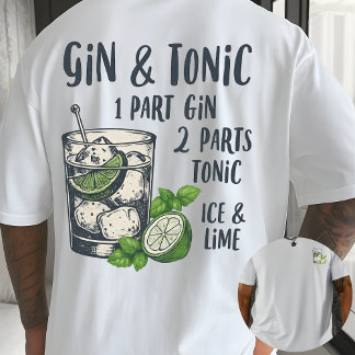 T-shirt Recette de Gin Tonic Illustration de cocktail vint