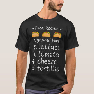 T-shirt Recette de tacos avec ingrédients