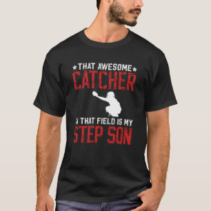 T-shirt Receveur de baseball beau-père fier receveur de ba