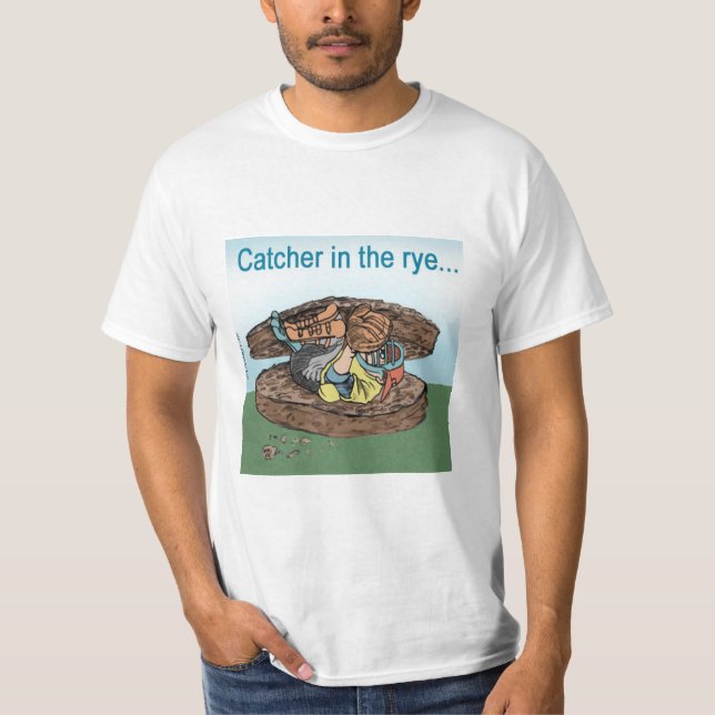 T-shirt Receveur de baseball dans le seigle (Devant)