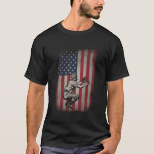 T-shirt Receveur de baseball Drapeau Américain Usa Patriot