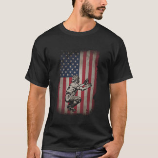 T-shirt Receveur de baseball Drapeau Américain Usa Patriot