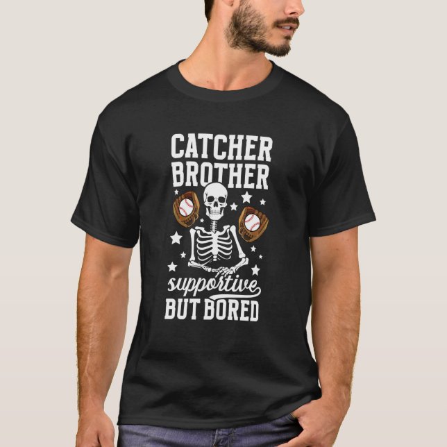T-shirt Receveur de baseball frère solidaire attrape de ba (Devant)