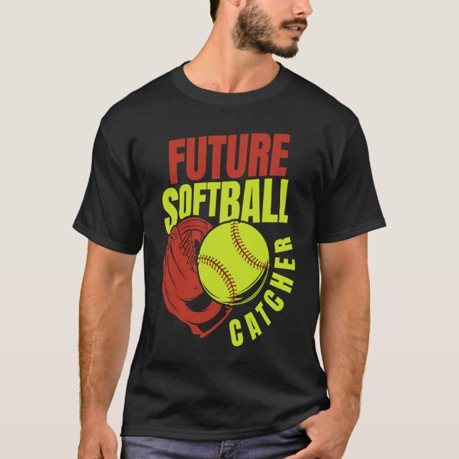 T-shirt Receveur de softball Batteur Lanceur Softball (Devant)