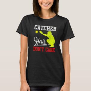 T-shirt Receveur de softball Cheveux N'importe - Filles Ré
