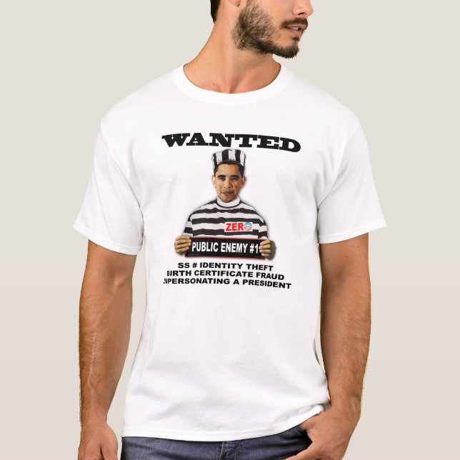 T-shirt "Recherché" en tenue de prison d'Obama (Devant)